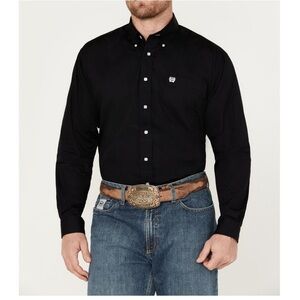 CINCH - MEN'S SOLID BLACK LONG SLEEVE BUTTON-DOWN WESTERN SHIRT